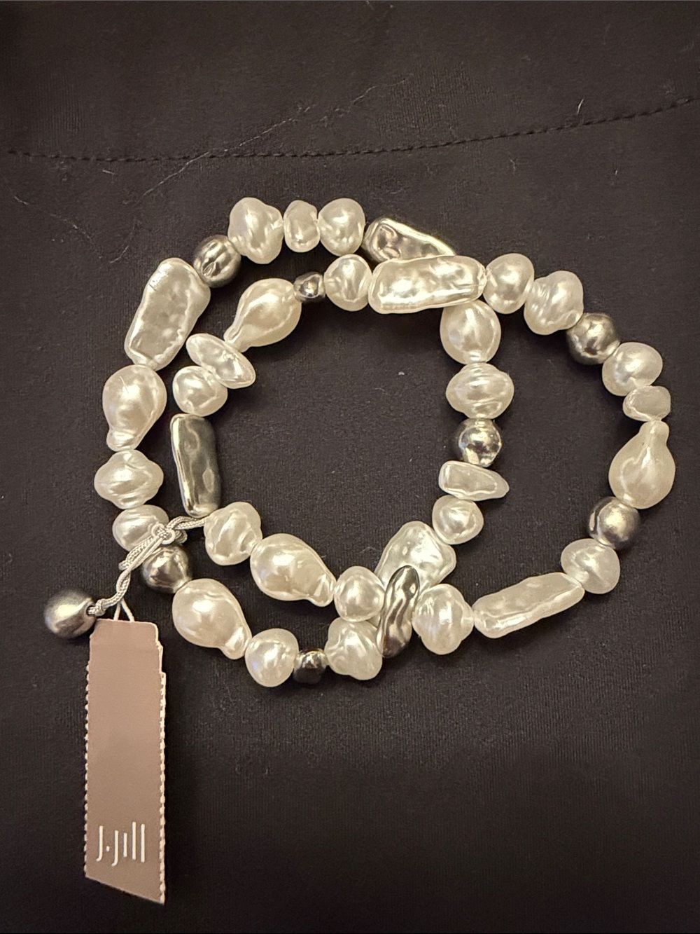 J. Jill Pearl & Silver-Tone Stretch Bracelet